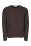 Brunello Cucinelli Cashmere Crew-neck Sweater Ribbed Finish In Brown