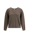 Brunello Cucinelli V-neck Sweater In Brown
