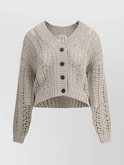 Brunello Cucinelli Cardigan In Perforated Women's Knit In Multicolor