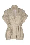 Brunello Cucinelli Dazzling Silk And Linen Perforated Rib Cardigan In Cbu80