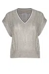 Brunello Cucinelli Openwork Knit Design Vest With Sequins In Cjk08