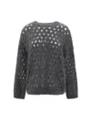 Brunello Cucinelli Metallic Crewneck Knitwear Sheer Texture In Gray
