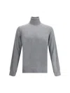 Brunello Cucinelli Lightweight Turtleneck Sweater In Cashmere And Silk In Gray