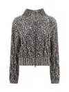 Brunello Cucinelli Braided Cardigan In Gray