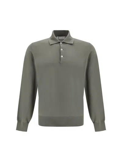 Brunello Cucinelli Men Long Sleeve Jersey In Green