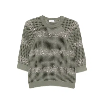 Brunello Cucinelli Sequin-embellished Jumper In Green