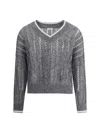 Brunello Cucinelli Women Perforated Sweater With Sequins In Grey