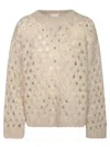 Brunello Cucinelli Mohair Sweater With Sequins In Beige In Neutral