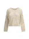 Brunello Cucinelli Perforated Sweater In Neutral