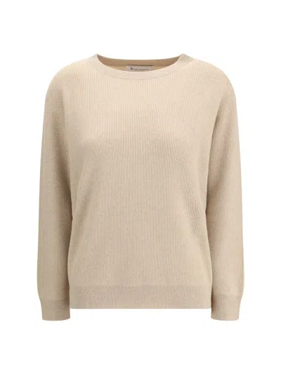 Brunello Cucinelli Women Crew-neck Sweater In Neutral