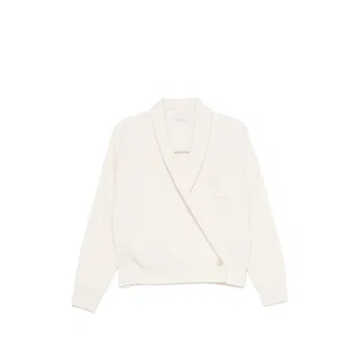 Brunello Cucinelli Ribbed-knit Wrap-style Sweater In White