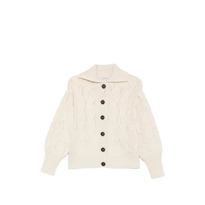 Brunello Cucinelli Collared Long-sleeved Knit Sweater In White