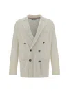 Brunello Cucinelli Double-breasted Linen Blazer In Panama