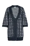Brunello Cucinelli Open-knit Midi Cardi-coat In Quartz