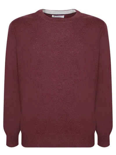 Brunello Cucinelli Maroon Cashmere Sweater In Burgundy
