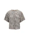 Brunello Cucinelli Sparkling Short Sleeve Knitwear In Multi