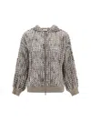 Brunello Cucinelli Women Perfored Wool Cardigan In Gray