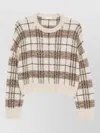 Brunello Cucinelli Plaid-pattern Sequin-embellishment Sweater In Brown