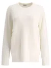 Brunello Cucinelli Cashmere English Rib Sweater With Monili Knitwear White In Neutral