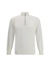 Brunello Cucinelli Men Cotton Sweater With A High Neckline In White