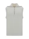 Brunello Cucinelli Ribbed Cotton High Collar Sleeveless Vest In White
