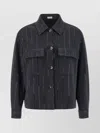 Brunello Cucinelli Knitwear With Chest Pockets And Collared Neck In Black