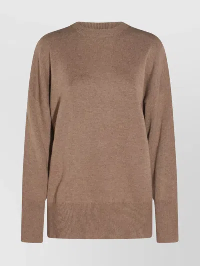 Brunello Cucinelli Knitwear With Long Sleeves Crewneck In Brown