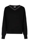 Brunello Cucinelli Black Cashmere V-necked Sweater