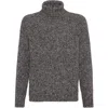 Brunello Cucinelli Textured Knit Turtleneck Sweater With Ribbed Finish In Brown