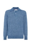 Brunello Cucinelli Alpeca-blend Flecked Polo Sweater In Azure