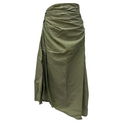 Brunello Cucinelli Knot Detail Wrap Skirt In Olive Green Cotton