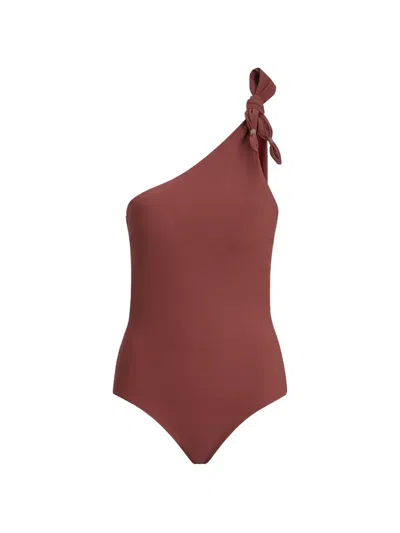Brunello Cucinelli Knot Monili Swimsuit In Brown