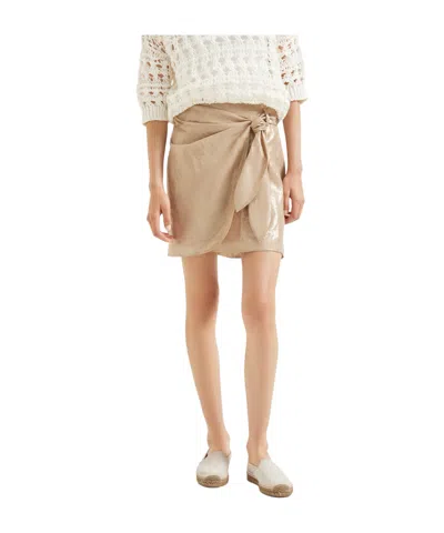 Brunello Cucinelli Knot-detail Mini Skirt In Nude