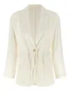 Brunello Cucinelli Knotted Lace Single-breasted Blazer In White