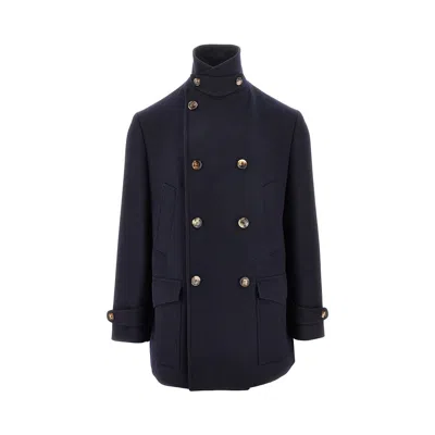 Brunello Cucinelli L Double-breasted Short Coat In Blue