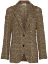 Brunello Cucinelli Linen-blend Foliage Blazer In Brown