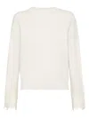 Brunello Cucinelli Cashmere Wispy Lace-cuff Sweater In White