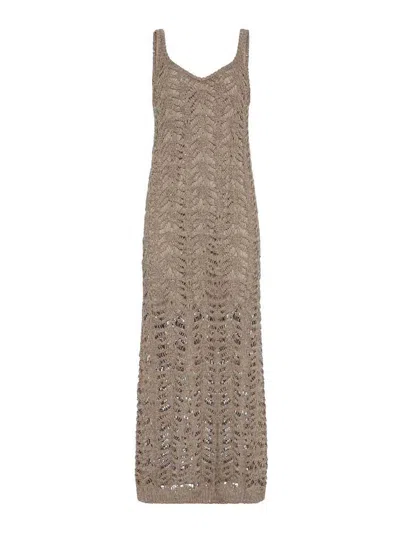 Brunello Cucinelli Vestido Midi - Marrón
