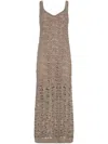 Brunello Cucinelli Lace-patterned Dress In Brown