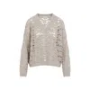 Brunello Cucinelli Lace Effect Knit Pullover Women In Neutral