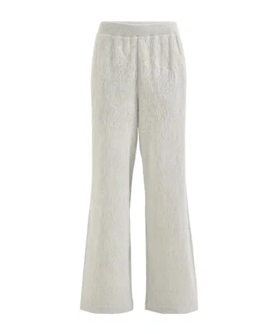 Brunello Cucinelli Lace Flowers Jersey Track Trousers In Sparkling Virgin Wool And Cashmere In White