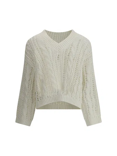 Brunello Cucinelli Women Lace-knit  Sweater In Multicolor