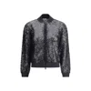 Brunello Cucinelli Sequinned Zipped Jacket In Gray