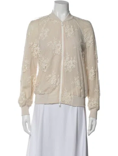 Pre-owned Brunello Cucinelli Lace Lace Pattern Bomber Jacket In Neutrals