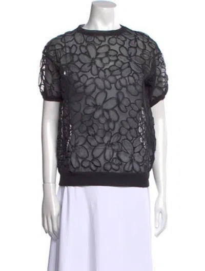 Pre-owned Brunello Cucinelli Lace Pattern Crew Neck Sweatshirt In Gray