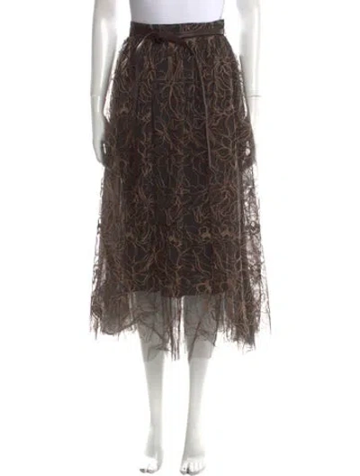 Pre-owned Brunello Cucinelli Lace Pattern Midi Length Skirt W/ Tags In Gray