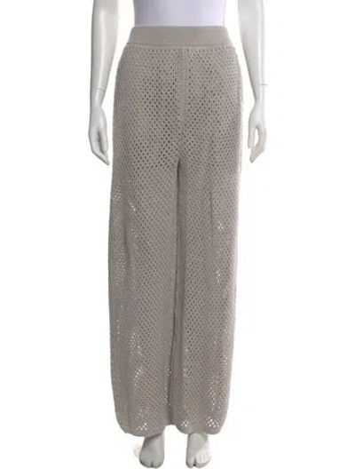 Pre-owned Brunello Cucinelli Lace Pattern Wide Leg Pants In Gray