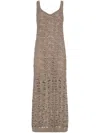 Brunello Cucinelli Lace-patterned Dress In C3765 Light Brown