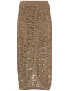 Brunello Cucinelli Lace-patterned Skirt In Brown