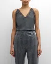 Brunello Cucinelli Lace Trim Wool Flannel Tank In C032 Dark Grey